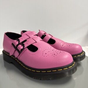 Dr Martens 8065 Mary Jane In Thrift Pink Size 8 Pebbled Leather 2 Buckle Closure